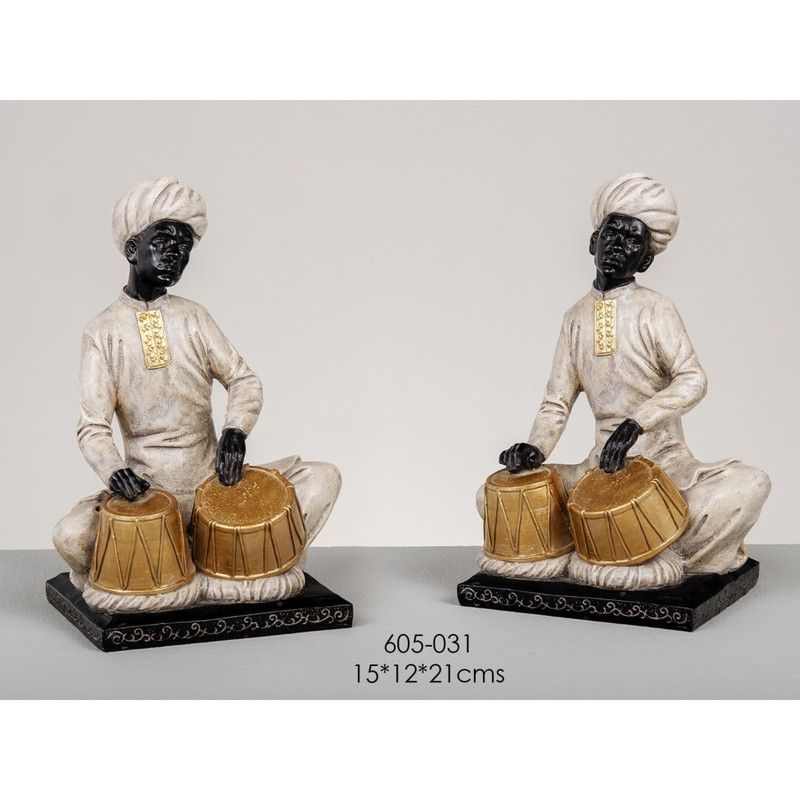 DECO 605-031 FIGURINE TIMBALIER AFRIQUE 15*12*21 cm