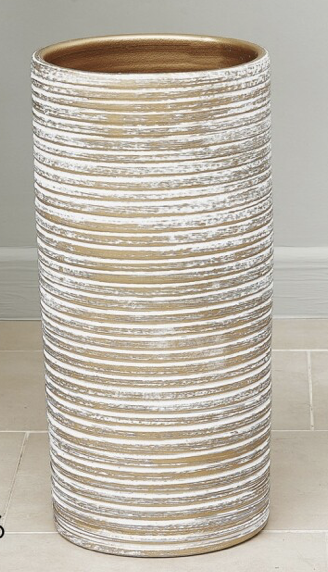 DECO 639-026 PORTE PARAPLUIE CERAMIQUE RAYURES DORE 22*47 cm