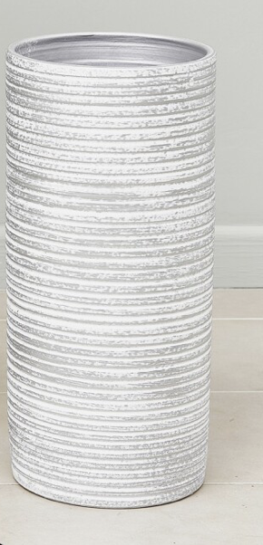 DECO 639-028 PORTE PARAPLUIE CERAMIQUE RAYURES ARGENTE 22*47 cm