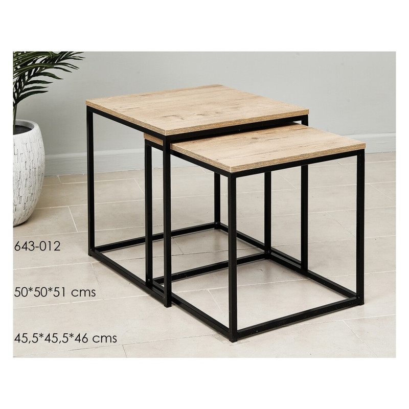 DECO 643-012 S/2 TABLE NID CYGNES NOIRE 50*50*51/45,5*45,5*46 cm