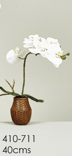 DECO 410-711 POT ORQUIDEE PHALAENOPSIS REAL TOUCH BLANCHE 40 cm