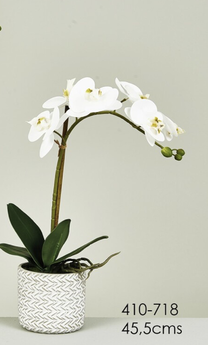 DECO 410-718 POT ORQUIDEE PHALAENOPSIS REAL TOUCH BLANCHE 45,5 cm