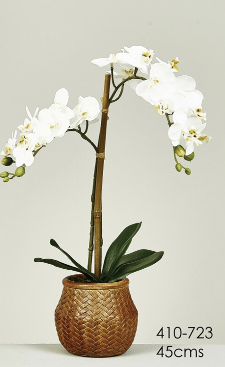 DECO 410-723 POT ORQUIDEE PHALAENOPSIS REAL TOUCH BLANCHE 45 cm