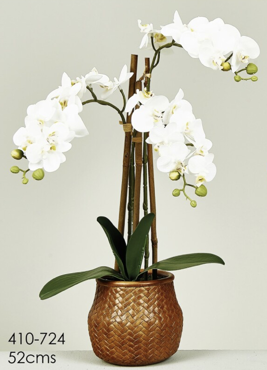 DECO 410-724 POT ORQUIDEE PHALAENOPSIS REAL TOUCH BLANCHE 52 cm