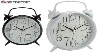 DECO 24595 HORLOGE CLOCHE 25CM SURT BLANC NOIRE