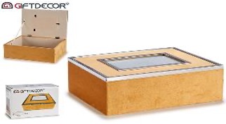 DECO 73485 CAISSE CADRE PHOTOS 10X15 VELOUR MOUTARDE