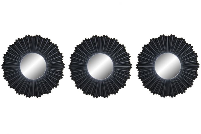 DECO ES-165934 MIROIR SET 3 PP GLASS 25X2X25 25 MATTE BLACK