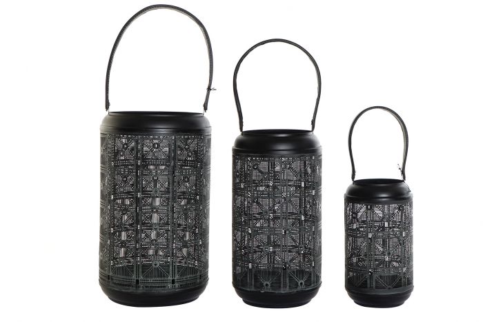 DECO PV-175364 BOUGIE HOLDER SET 3 METAL ROPE 23X42 DARK GRAY