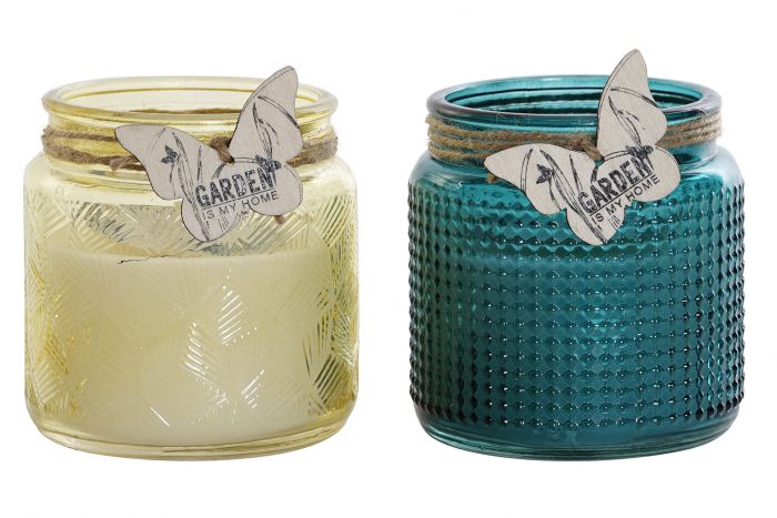 DECO VE-178546 BOUGIE GLASS WAX 9,5X9,5X10 2 MOD.