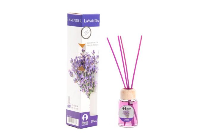 DECO DA-121886 DIFFUSEUR DE PARFUM VERRE 4X4X20 30 ML. LAVANDE