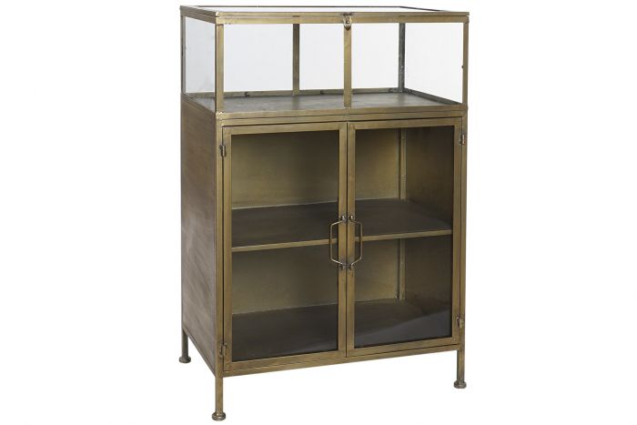 DECO LD-159122 COMMODE MÉTAL VERRE 65X40X100 CUIVRÉ