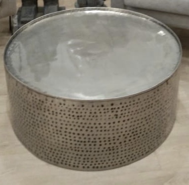 DECO BA 88-7554 TABLE CAFE GHANA METAL ARGENTE 84cmx37cm