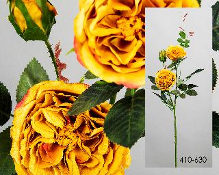 DECO 410-630 FLEUR ROSE BRANCHE MOUTARDE 78 CMS