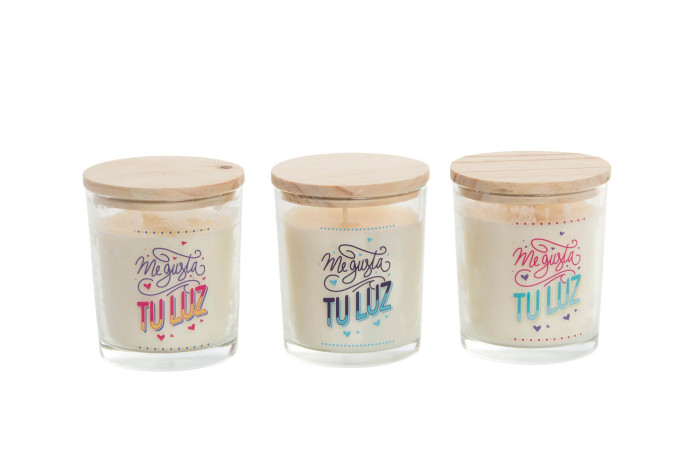 DECO VE-142753 BOUGIE PARFUM VERRE 8X9 COUVERCLE 3 MOD.