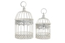 DECO DH-175239 CAGE SET 2 METAL 12X15X26 AGED WHITE