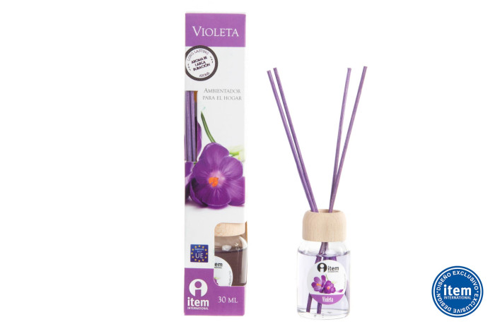DECO DA-142390 DIFFUSEUR AROME VERRE 4X4X20 30ML VIOLET