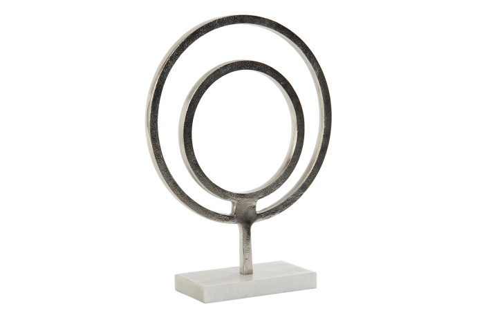 DECO DH-157132 DECORATION ALUMINIUM MARBRE 33X10X44 CERCLE ARGENTE