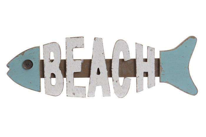 DECO LM-159666 DECOATION MURALE MDF 51,5X3X16 POISSON BLEU