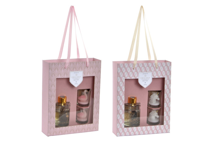 DECO VE-153379 BOUGIE SET 3 GLASS 20X6X26 90 ML. 50 GR. 2 MOD.