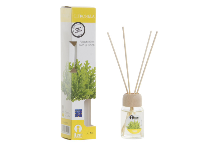 DECO DA-152950 DIFFUSEUR PARFUM VERRE 4X4X20 30 ML. CITRONELLE