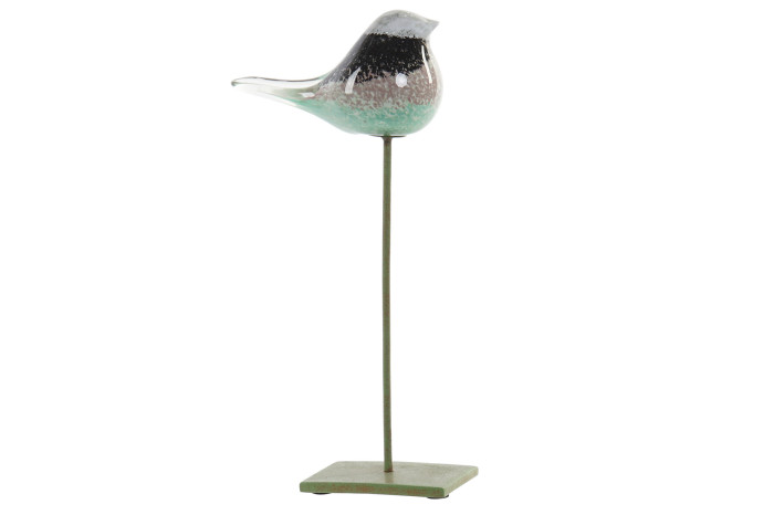 DECO FD-164637 FIGURE VERRE METAL 15X7X32 OISEAU