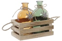 DECO LD-163912 VASE SET 3 VERRE BOIS 16X8X14 ORANGE
