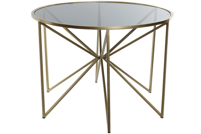 DECO MB-162181 TABLE AUXILIAIRE FER VERRE 61X61X43 NOIR