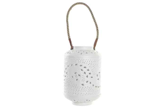 DECO PV-186126 BOUGEOIR MÉTAL CORDE 21X21X31 BLANC