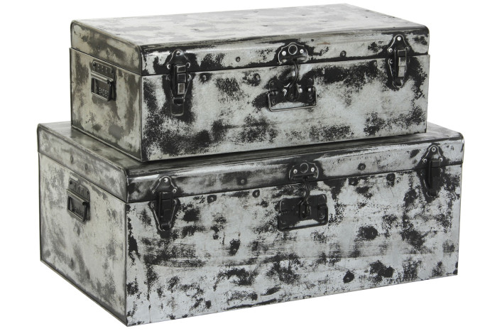 DECO MB-185295 COFFRE SET 2 MÉTAL 67X41X26 GRIS