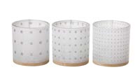 DECO 731372 PORTE BOUGIE DOTTY 75X70MM PAPER SLV A/3 WOOD/PAPER/LEATHER