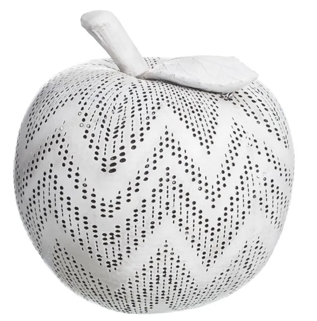 DECO 121187 FIGURINE POMME BLANC-NOIR POLYRESINE