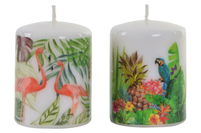 DECO VE-145326 BOUGIE CIRE 6X8 TROPICAL 2 MOD