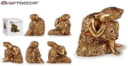 DECO 89709 BUDHA ASSIS LATERAL RESINE DORE 16.5CM