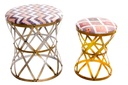 DECO MB-143436 TABOURET SET 2 METAL PU 42X48 DORE