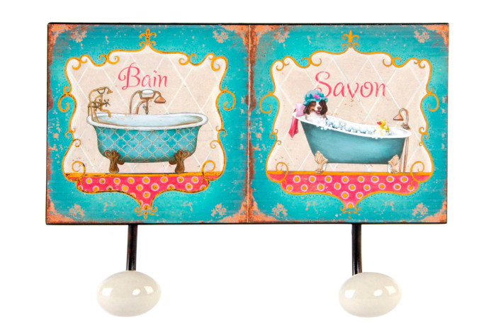 DECO PP-133221 PORTE MANTEAU MURAL MÉTAL PAPIER 23X7X17 BAIGNOIRES