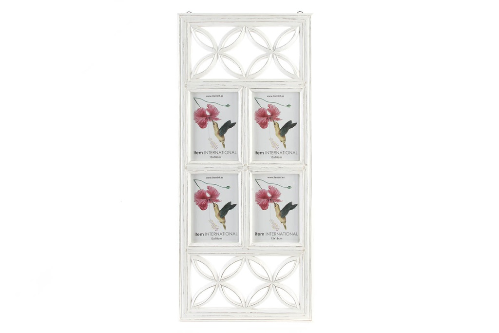 DECO MF-142097  TABLEAU  MDF GLASS 32X75 4 PHOTOS DECAPE WHITE