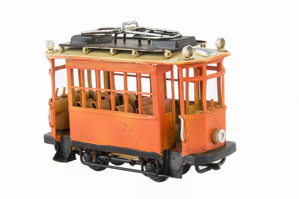 DECO MO-88946 VEHICULE DÉCORATION MÉTAL 13X5X8 TRAMWAY VIEILLI