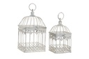 DECO DH-175240 CAGE SET 2 METAL 12X14X26 AGED WHITE