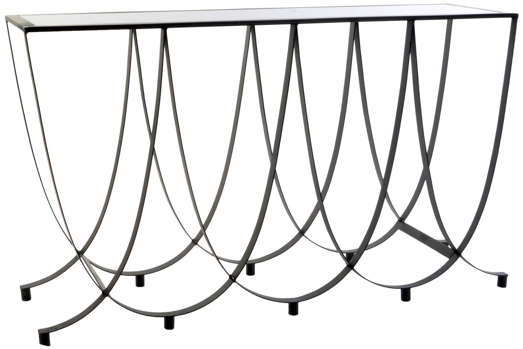 DECO MB-156058 CONSOLE TABLE METAL GLASS 140X35X82 NOIR
