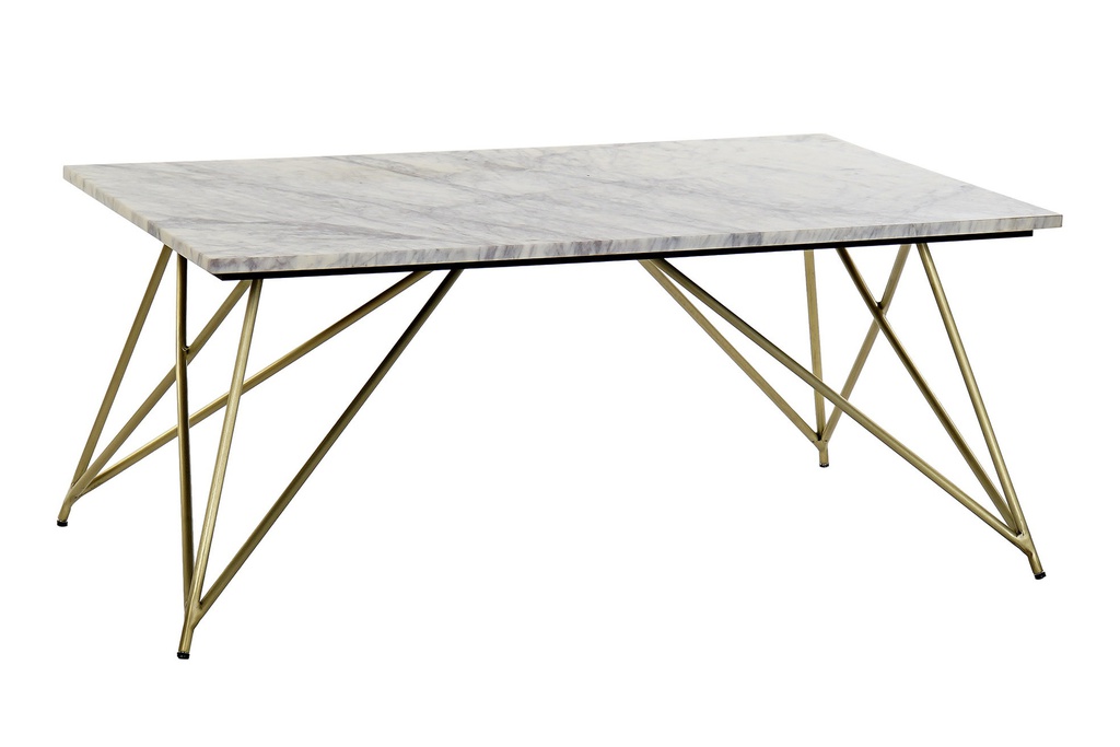 DECO MB-170500 TABLE CAFÉ MARBRE FER 100X61X42 BLANC