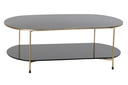DECO MB-170509 TABLE CAFÉ MÉTAL VERRE 100X50X35 VERNI VERT FONCÉ