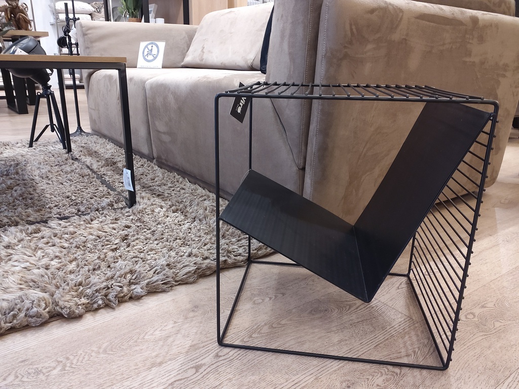 DECO MB-172946 TABLE AUXILIAIRE MÉTAL 40X35X45 PORTE-REVUES NOIR