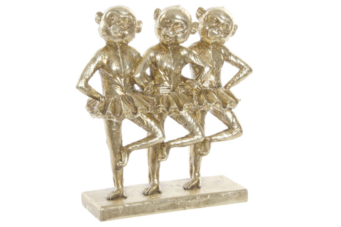 DECO RF-181362 FIGURE RÉSINE 23X9,5X24 DANSE DES SINGES DORÉ