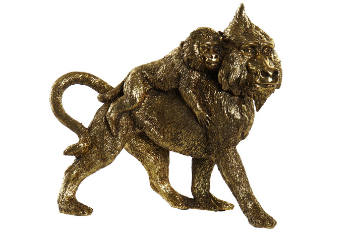 DECO RF-181318 FIGURE RÉSINE 21X8,5X18,5 SINGES DORÉ