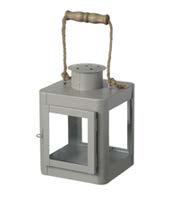 DECO 741408 LANTERN PRESCOT H195X150MM MTL/GLS GRY IRON/GLASS