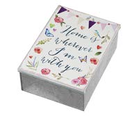 DECO 740333 BOX HOME H70X145MM MTL SLV/WHT ZINC