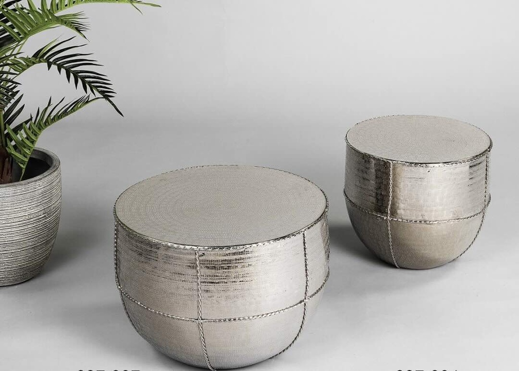 DECO 097-007 TABLE GIGOGNE METAL BHOPAL NICKEL 37*50 CMS