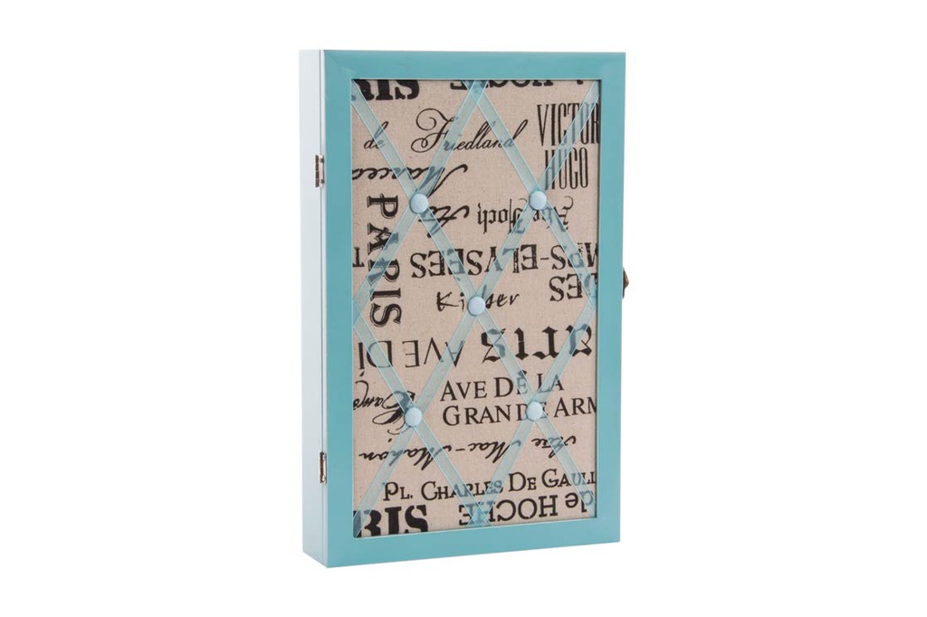 DECO LD-125533 BOITE BIJOUX BOIS 26X40X6 MUR BLEU