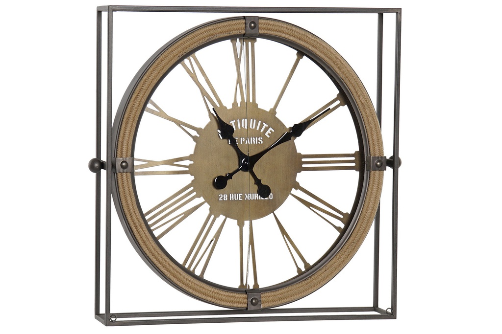 DECO RE-172028 HORLOGE METAL VERRE 53,5X8,5X53,5 NATURAL
