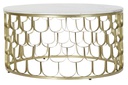DECO MB-179482 TABLE CAFE MARBRE FER 81X81X42 DORE